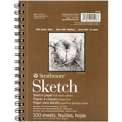 Strathmore 455-8 Strath Sketch S 400 5.5X8.5100Sht60Lb, 5.5 X 8.5, White, 100 Count