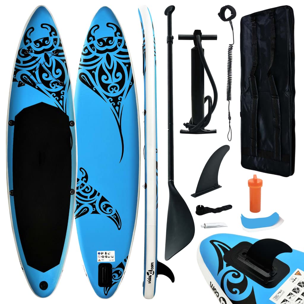 vidaXL Inflatable Stand Up Paddleboard Set 120.1x29.9"x5.9" Blue"