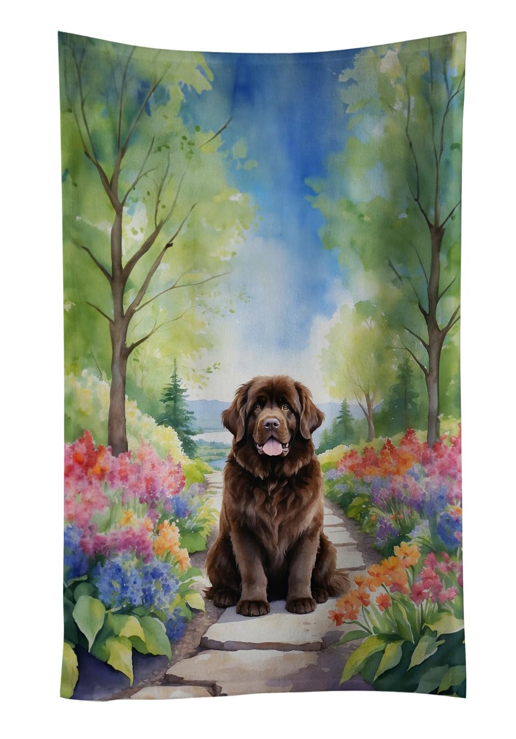 Carolines Treasures Newfoundland Spring Path Kitchen Towel Dish Cloths Guest Hand Towel Decorative Bathroom Towel for Face,Tea, Dishcloth, Kitchen and Bath