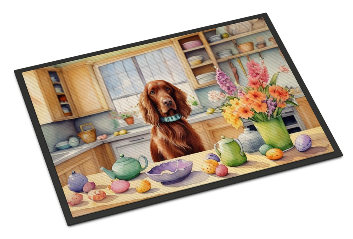Carolines Treasures DAC6833JMAT Decorating Easter Irish Setter Doormat Front Door Mat Indoor Outdoor Rugs for Entryway, Non Slip Washable Low Pile, 24H X 36W