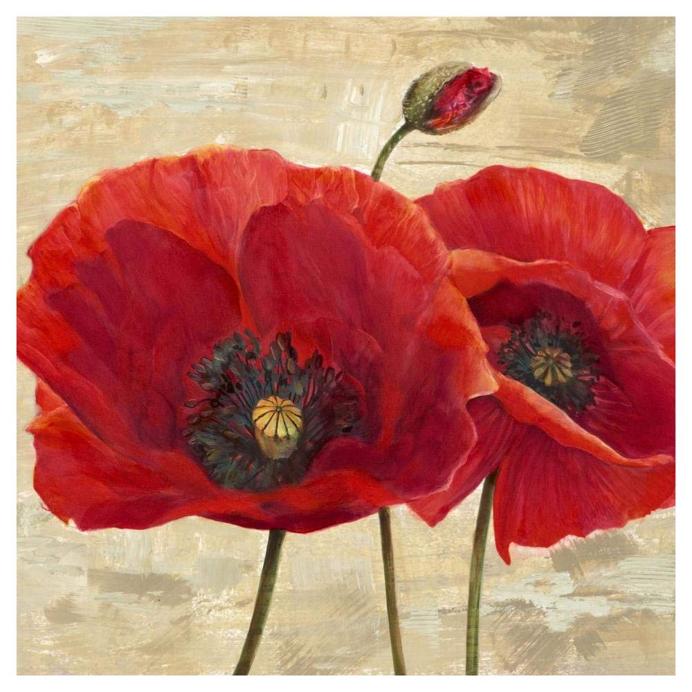 Red Poppies (detail II)-Paper Art-42x42”