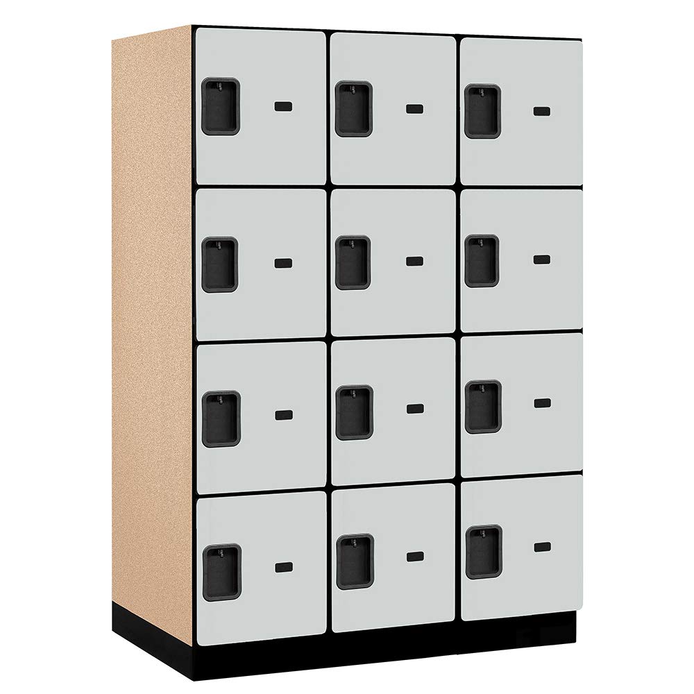 18 Wide Four Tier Designer Wood Locker - 3 Wide - 6 Feet High - 24 Inches Deep - Gray