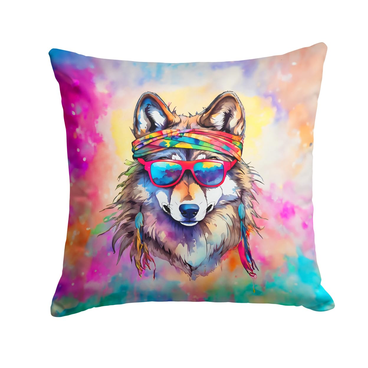 Hippie Animal Wolf Throw Pillow