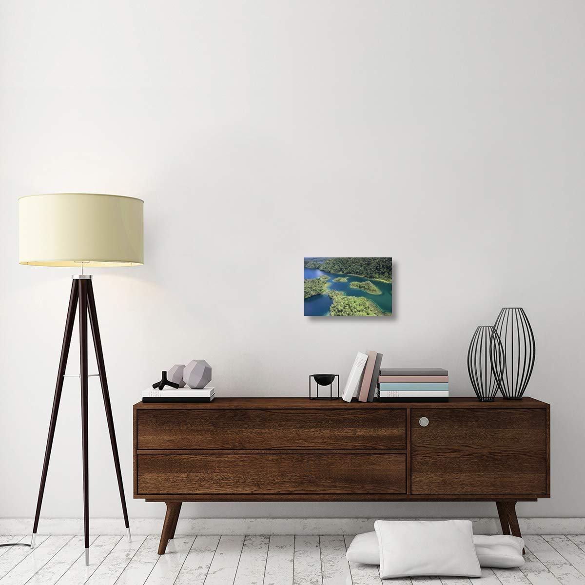 Islands at southeast end of Lake Kutubu in the highlands, Papua New Guinea-Canvas Art-18x12”