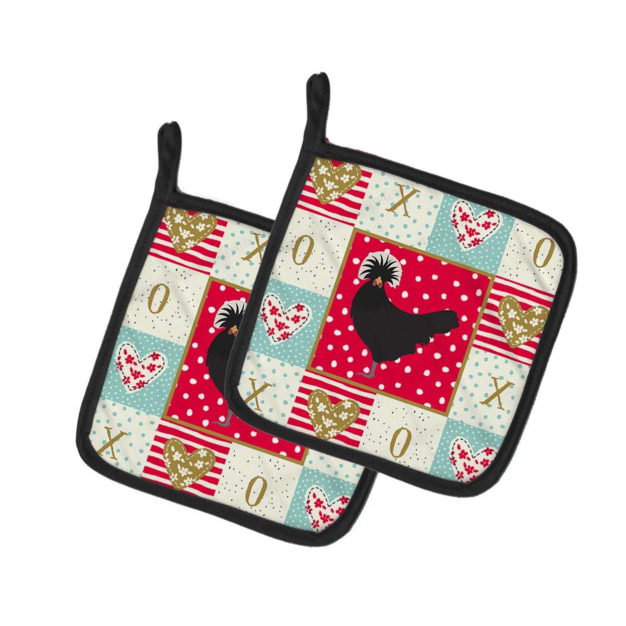Polish Poland Chicken Love Pair of Pot Holders