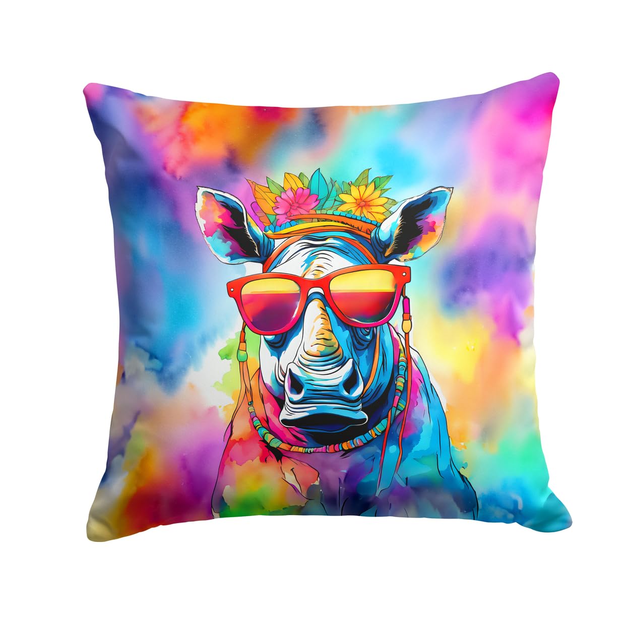Hippie Animal Rhinoceros Throw Pillow