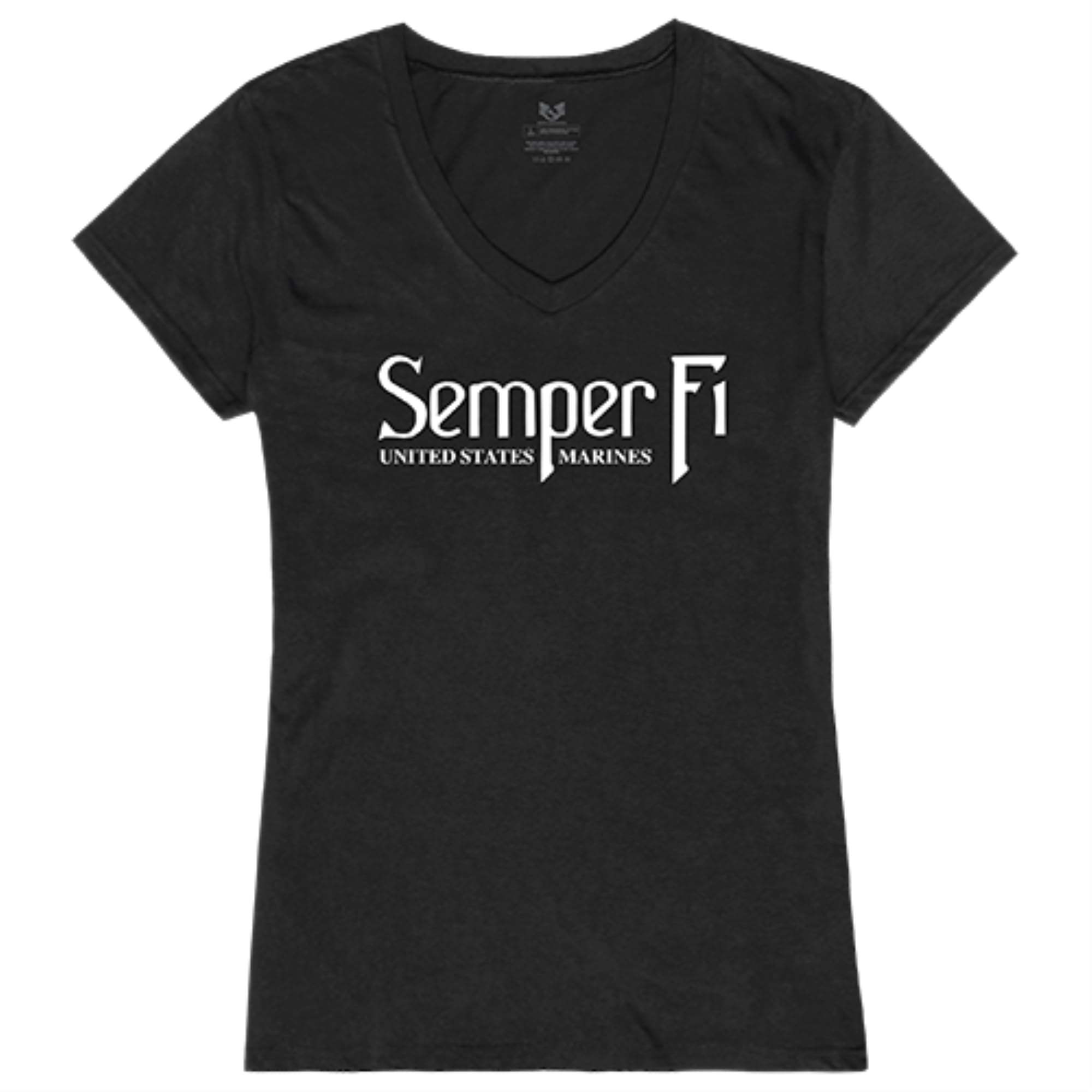 Graphic V-Neck, Semper Fi, Black, S