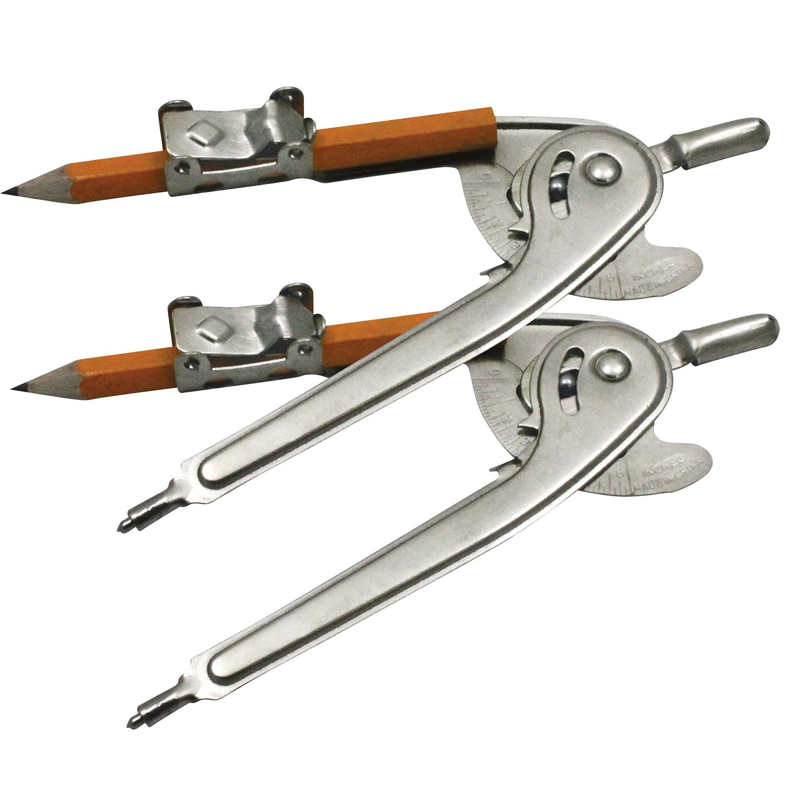 Ball Bearing Compass with Golf Pencil, Safety Point, 12 Per Pack, 2 Packs