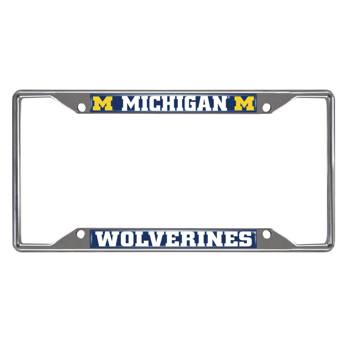 Fanmats 14823 Michigan Wolverines Chrome Metal License Plate Frame, Team Colors, 6.25In X 12.25In