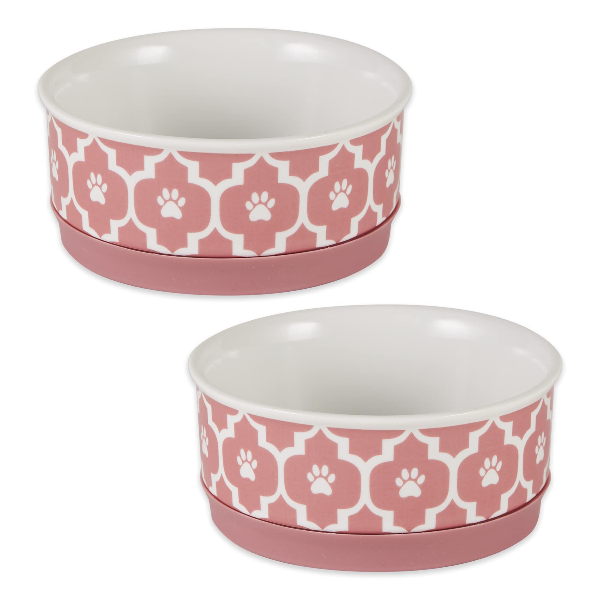 Bone Dry Lattice Collection Pet Bowl & Canister, Small Set, 425X2 Inches, Rose, 2 Piece