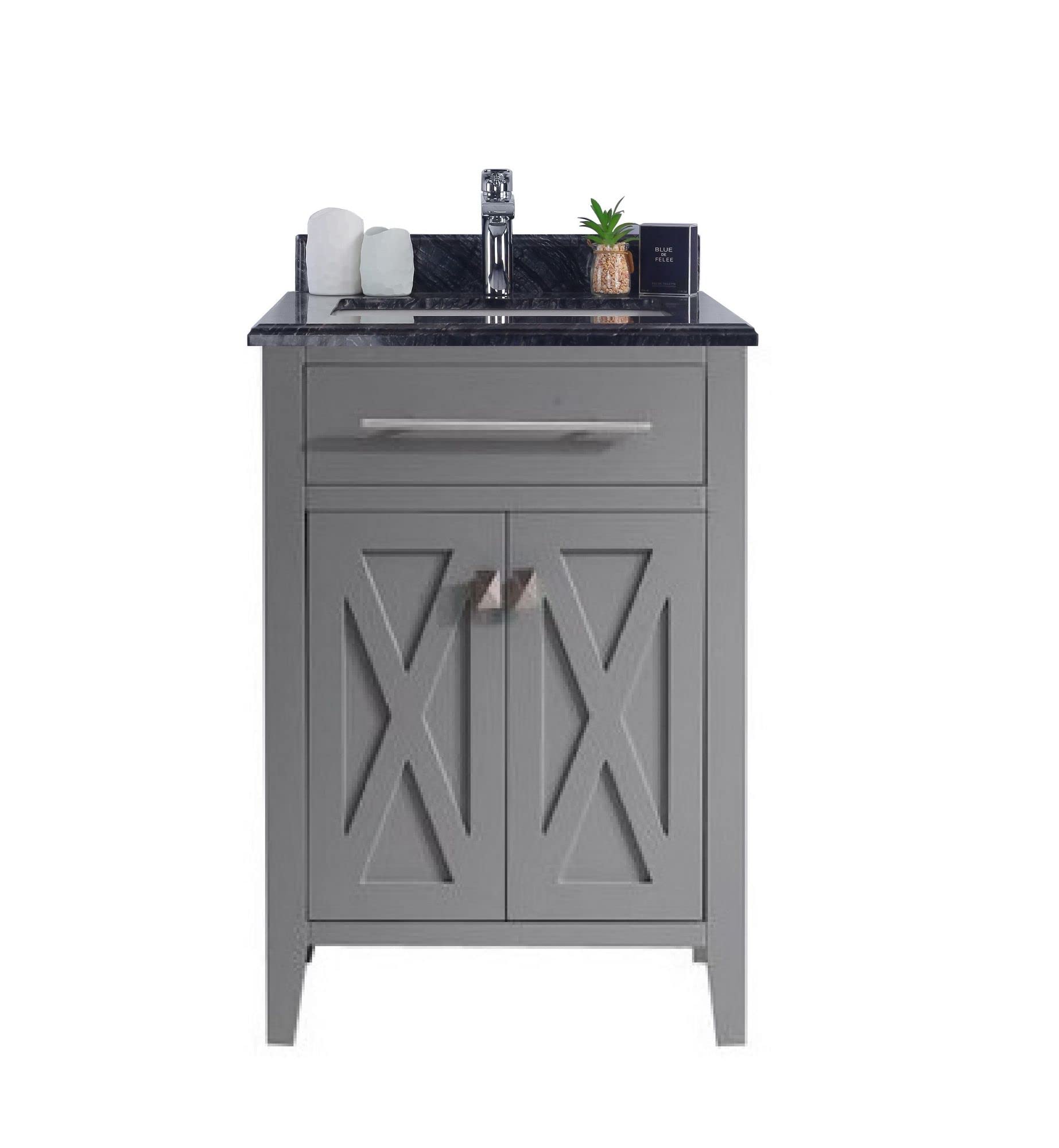 Wimbledon - 24 - Grey Cabinet + Black Wood Marble Countertop