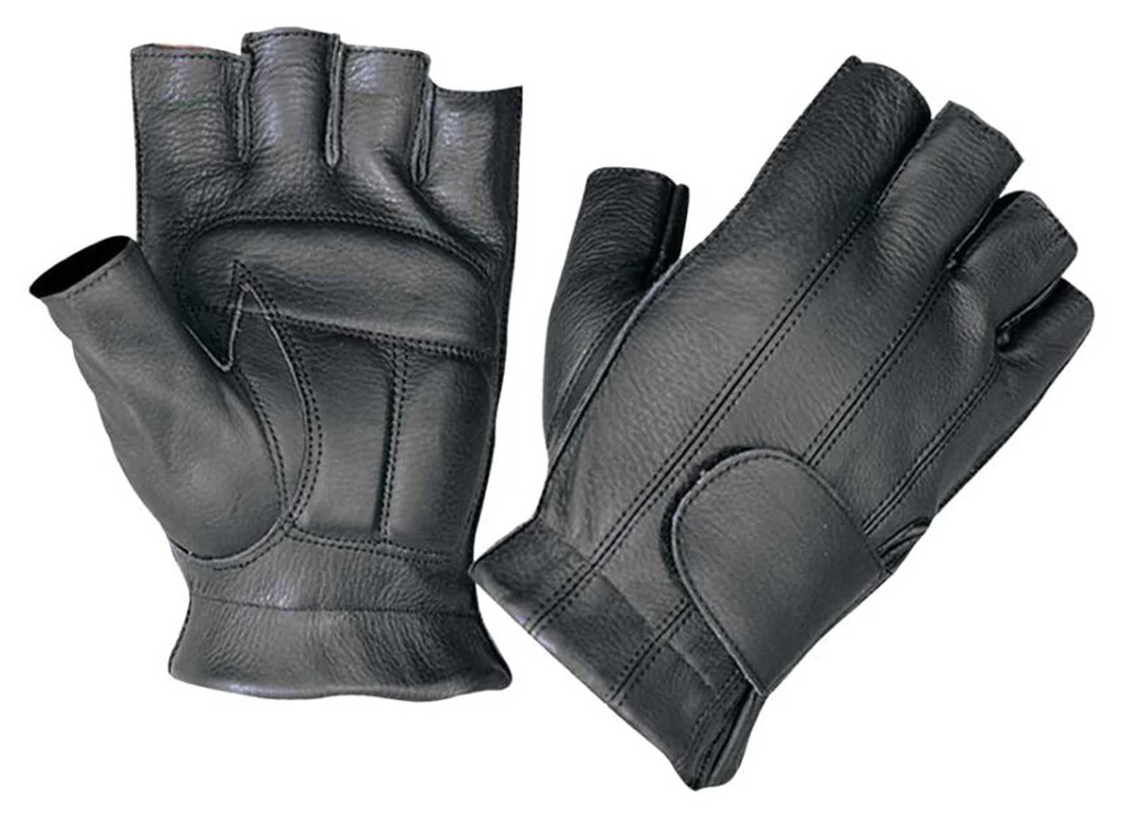 Mens Fingerless Leather Gloves,Black,Size - Large