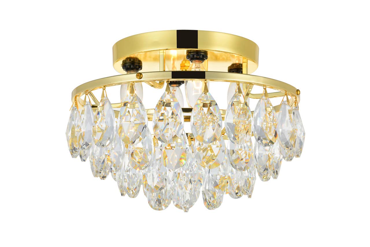 Elegant Lighting Ld9805F14G(872) Clara - Four Light Flush Mount, Chrome Finish With Royal Cut Crystal