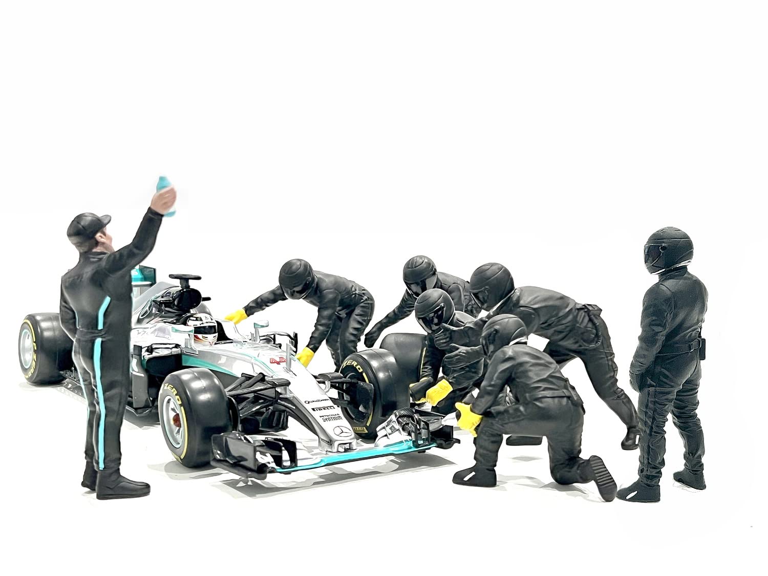 Formula One F1 Pit Crew 7 Figure Set Team Black Release III for 1/18 Scale Models by American Diorama