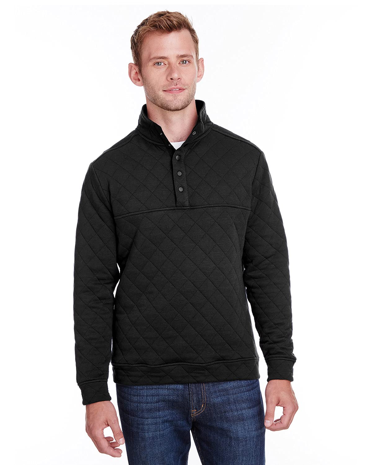 J. America Quilted Snap Pullover - Black, M