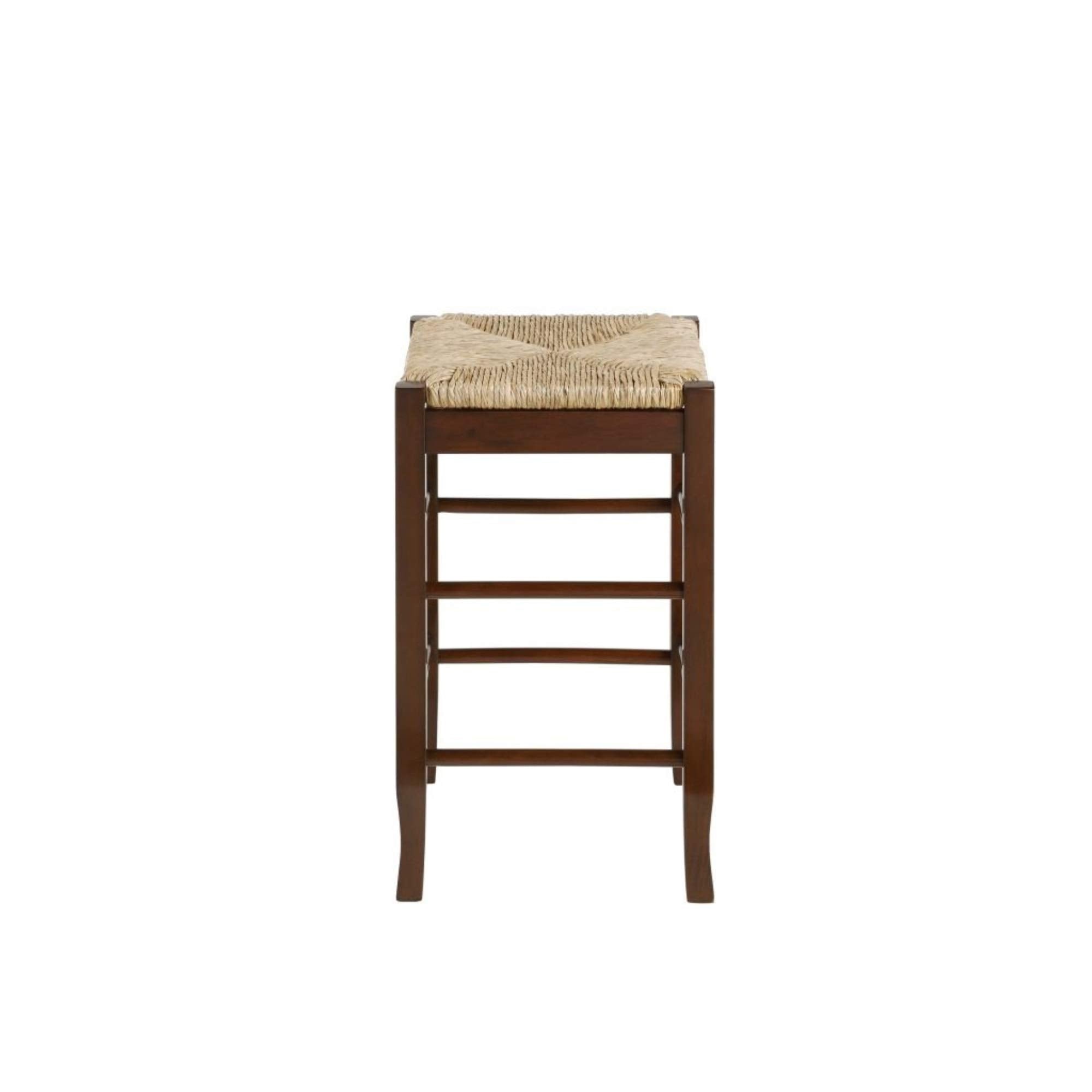 Casafoyer Square Rush Seat Counter Height Stool, 24-Inch, Cappuccino