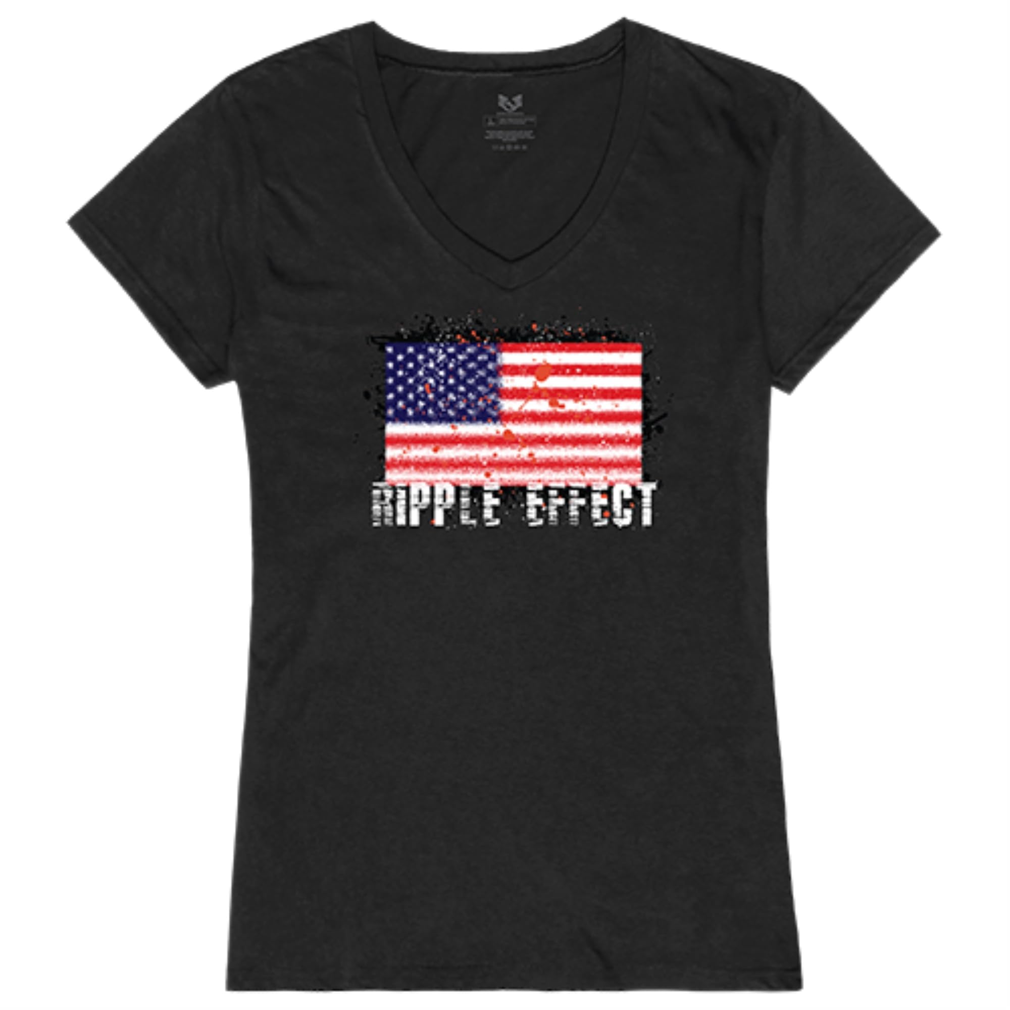 Graphic V-Neck, Ripple Effect, Black, M