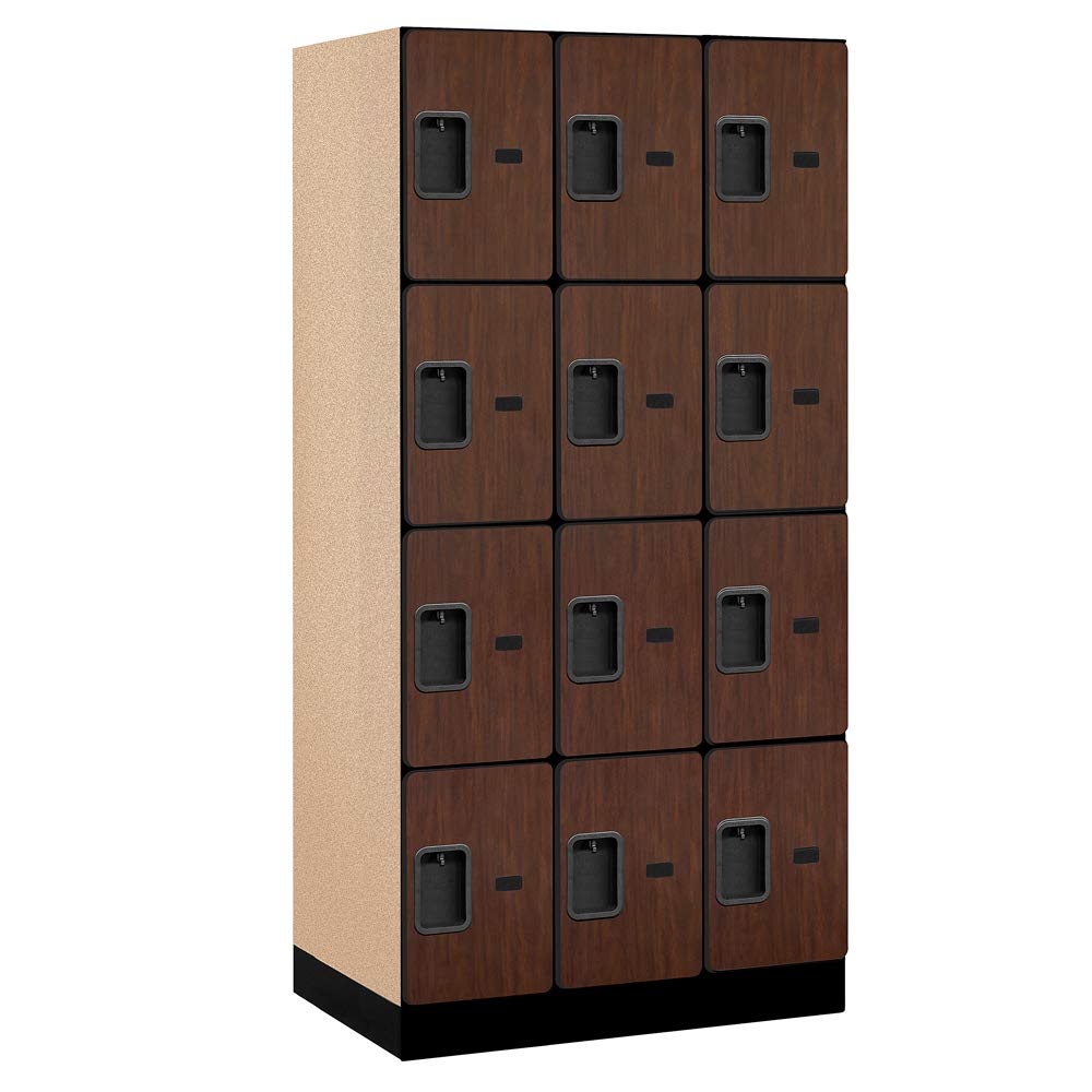 12 Wide Four Tier Designer Wood Locker - 3 Wide - 6 Feet High - 21 Inches Deep - Mahogany
