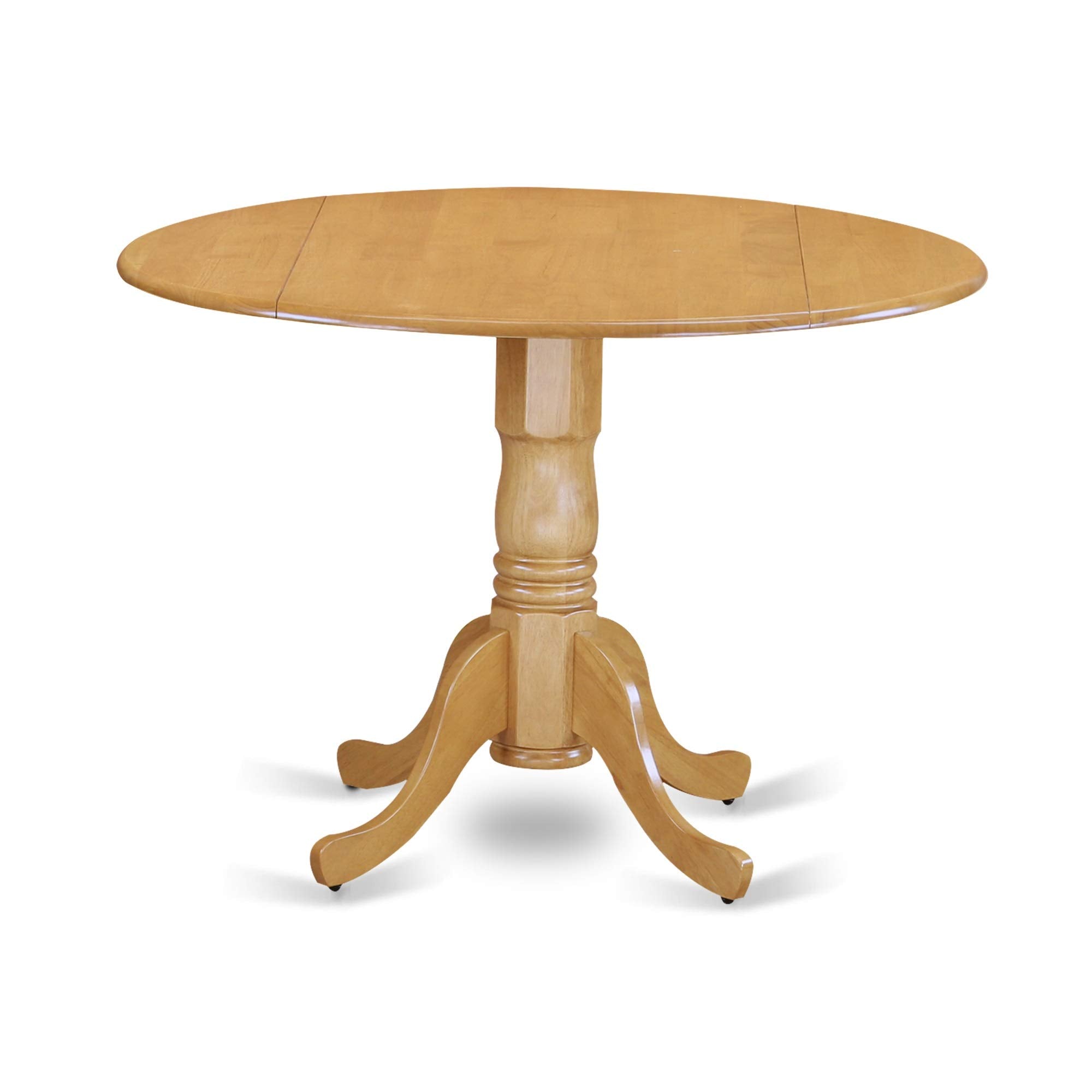 Casafoyer DLDR3-OAK-16 3 Piece Dining Room Furniture Set Contains a Round Dining Table with Dropleaf and 2 Dark Khaki Linen Fabric Parsons Chairs, 42x42 Inch, Oak