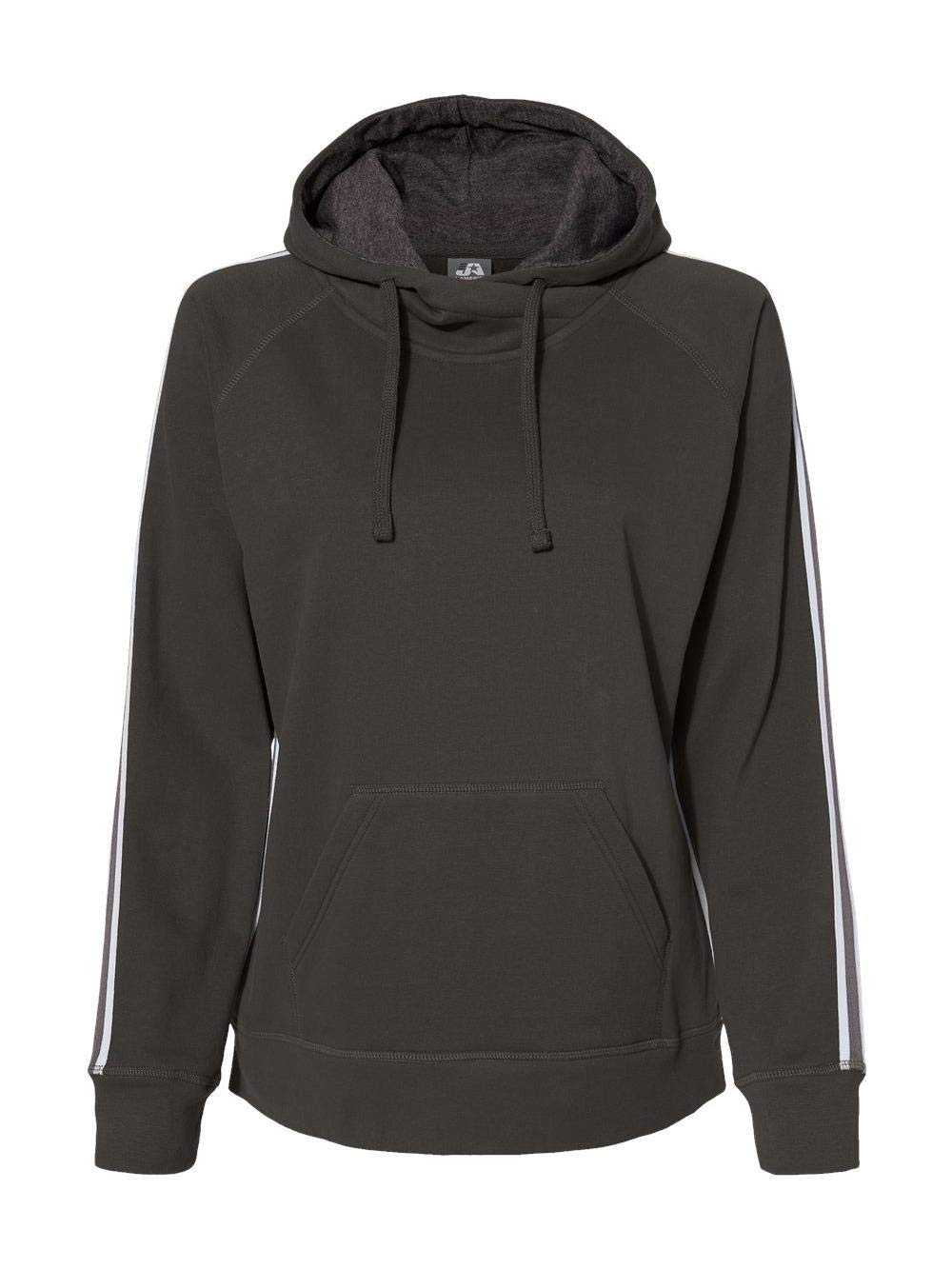 J. America Womens Rival Fleece Hooded Sweatshirt - Black, L
