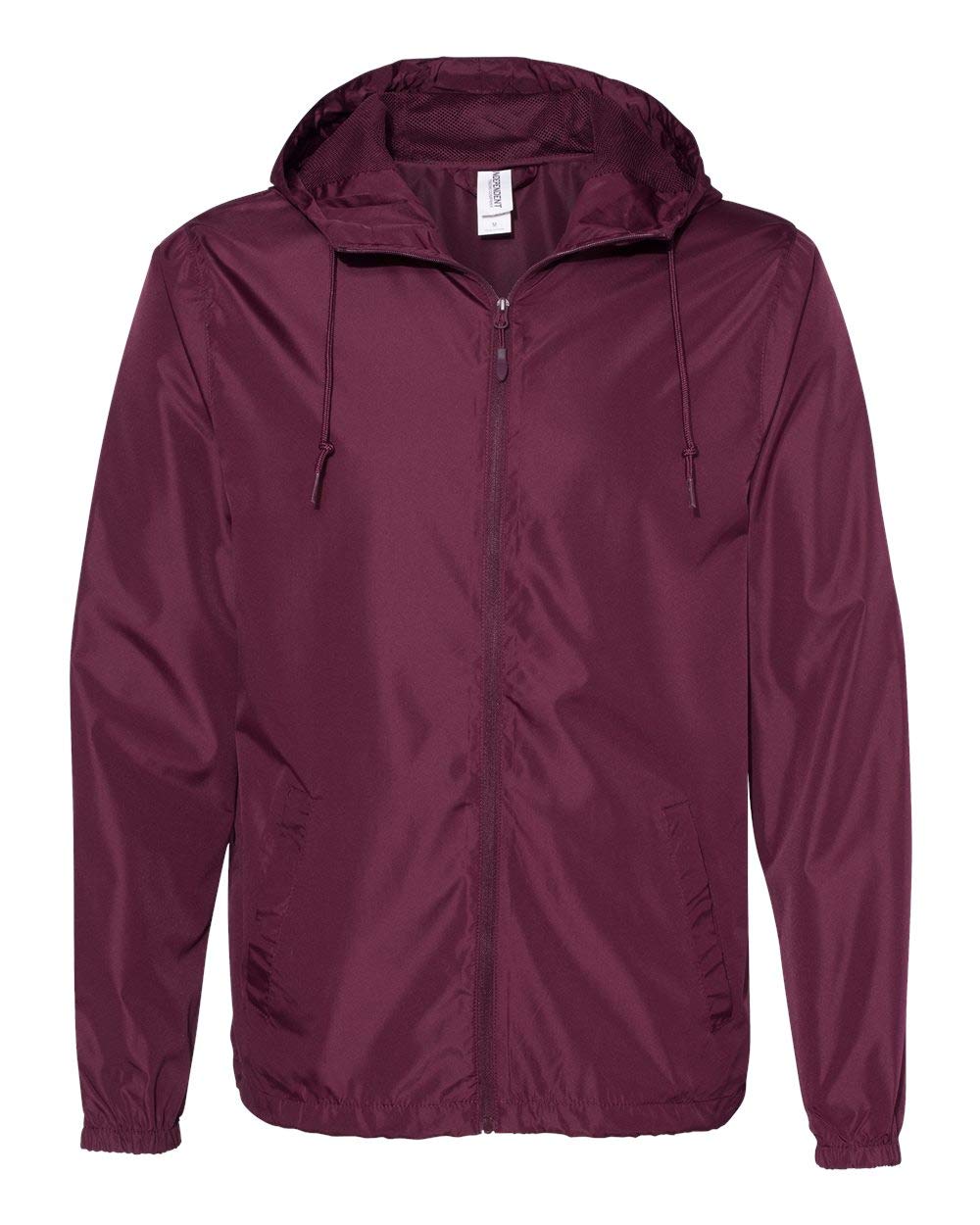 Independent Trading Co. Unisex Lightweight Windbreaker Full-Zip Jacket - Maroon, XL