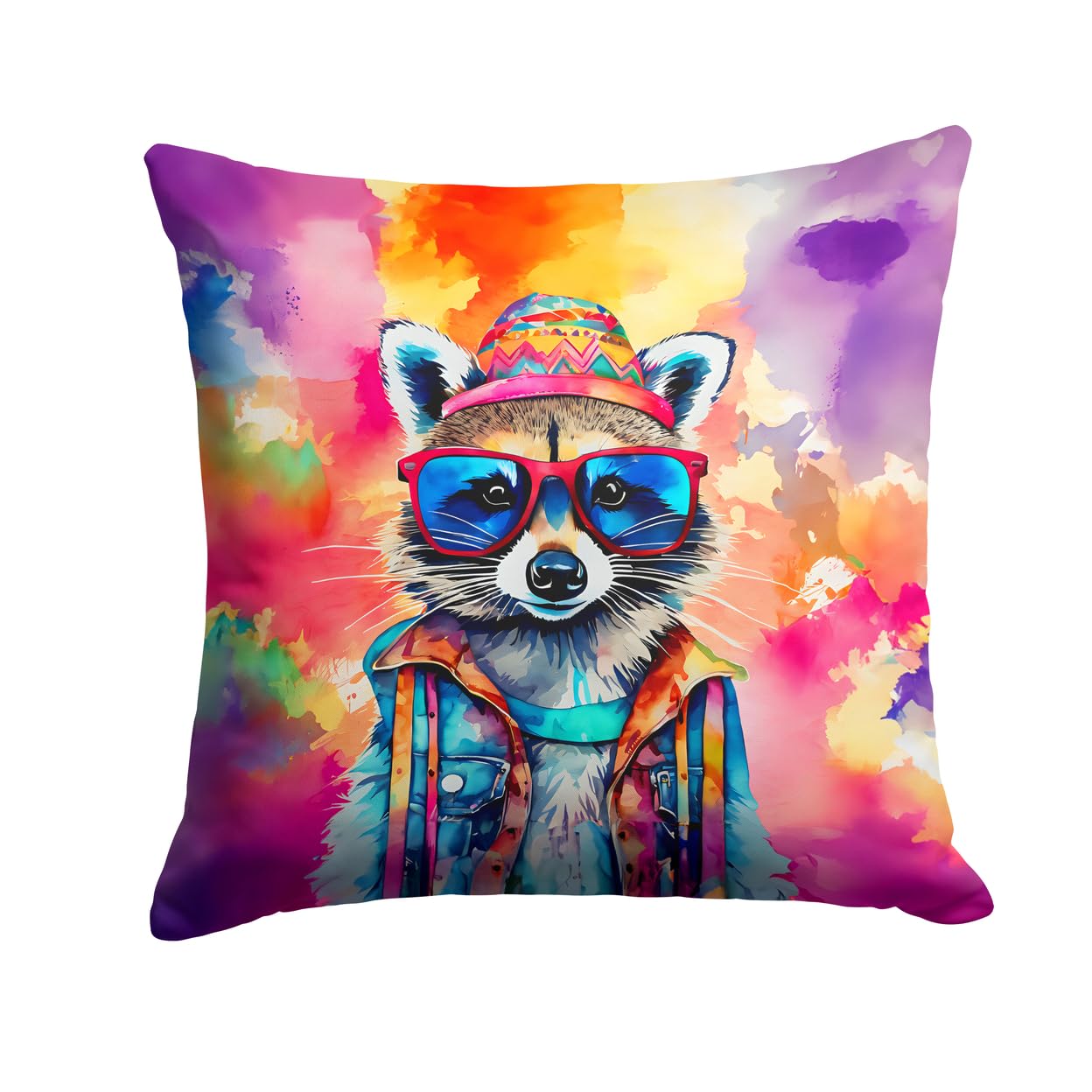 Hippie Animal Raccoon Throw Pillow
