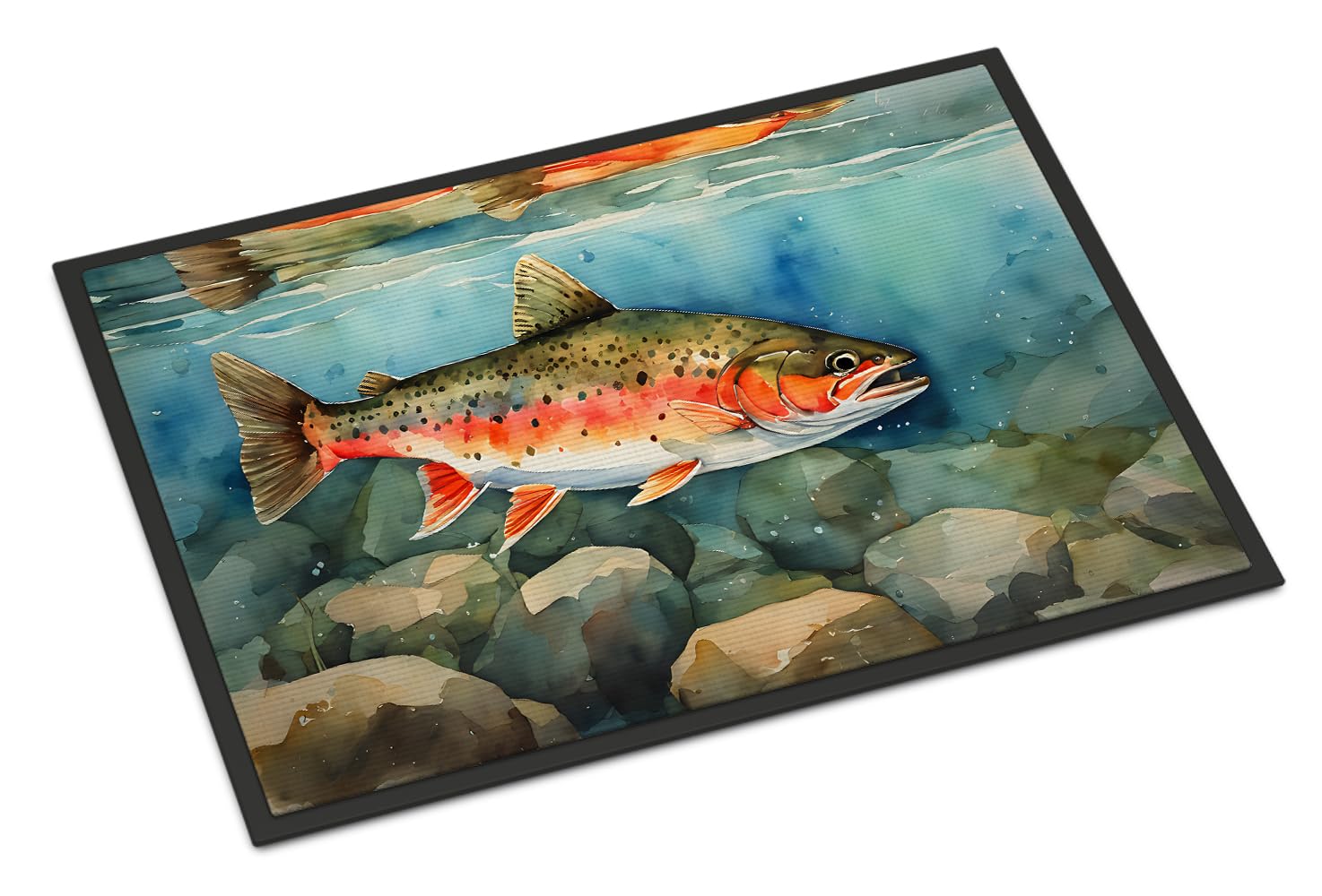 Carolines Treasures DAC2774JMAT Brook Trout Doormat Front Door Mat Indoor Outdoor Rugs for Entryway, Non Slip Washable Low Pile, 24H X 36W