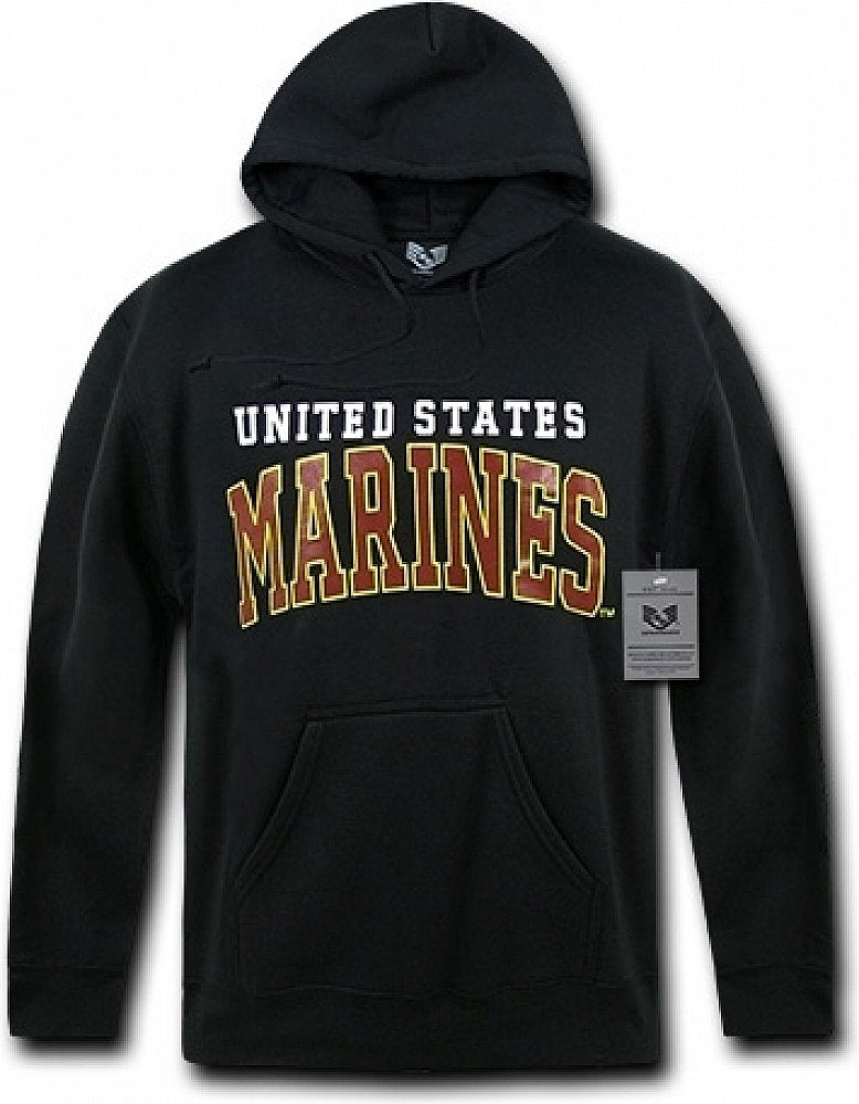 Pullover Hoodie, US Marines, Black, S