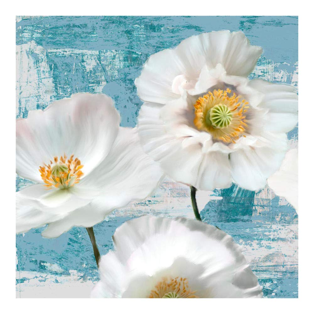 Washed Poppies (Aqua) I-Paper Art-20x20”