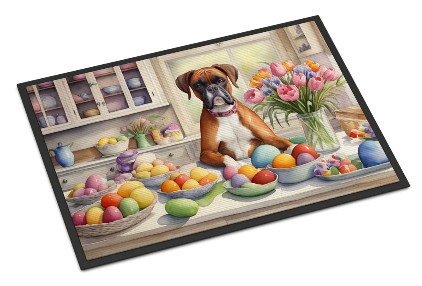 Carolines Treasures DAC6774MAT Decorating Easter Boxer Doormat Front Door Mat Indoor Outdoor Rugs for Entryway, Non Slip Washable Low Pile, 18H X 27W