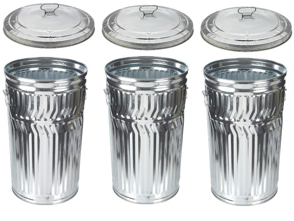 Witt Industries 32 Gallon Galvanized can with Lid, Set of 3