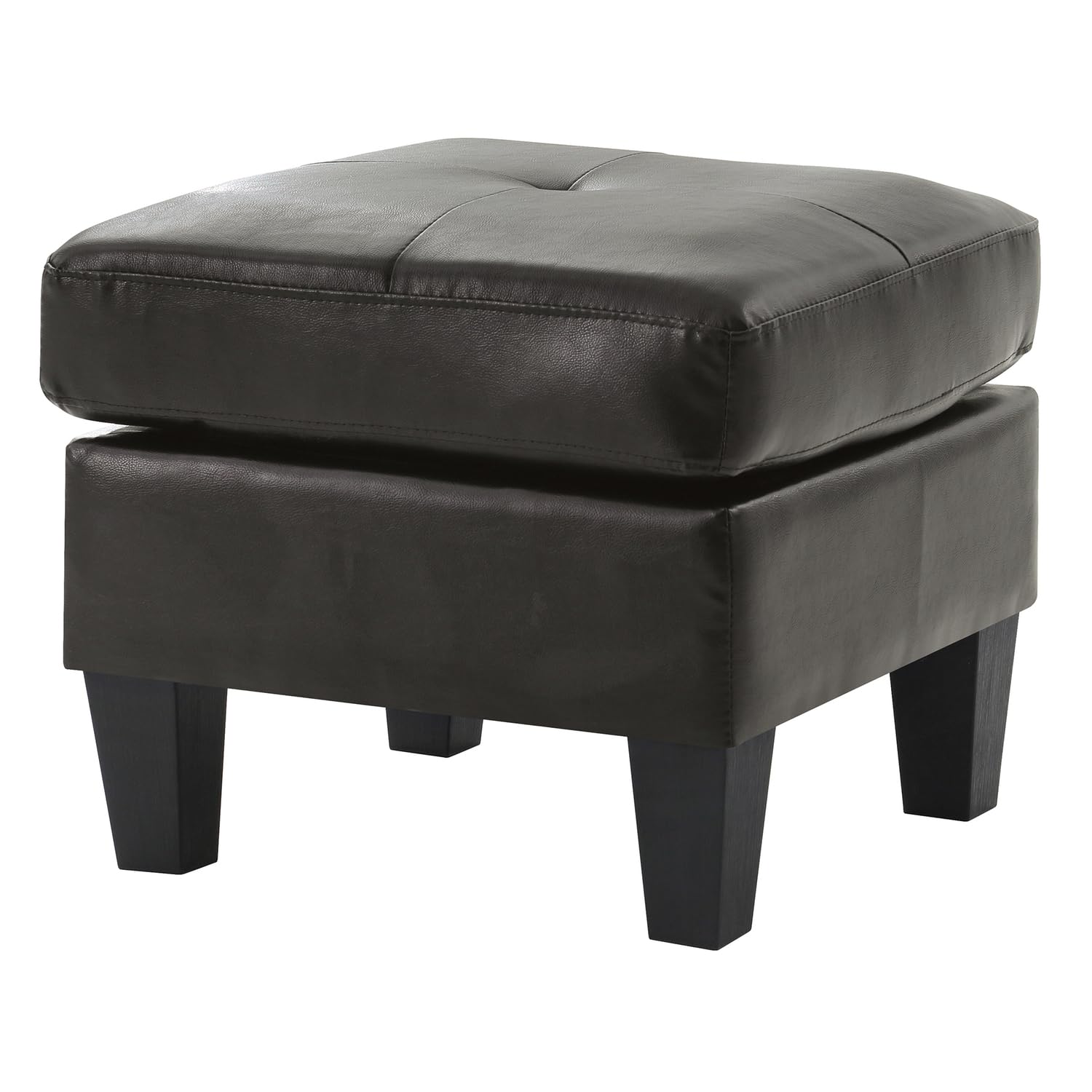 Newbury Black Faux Leather Upholstered Ottoman