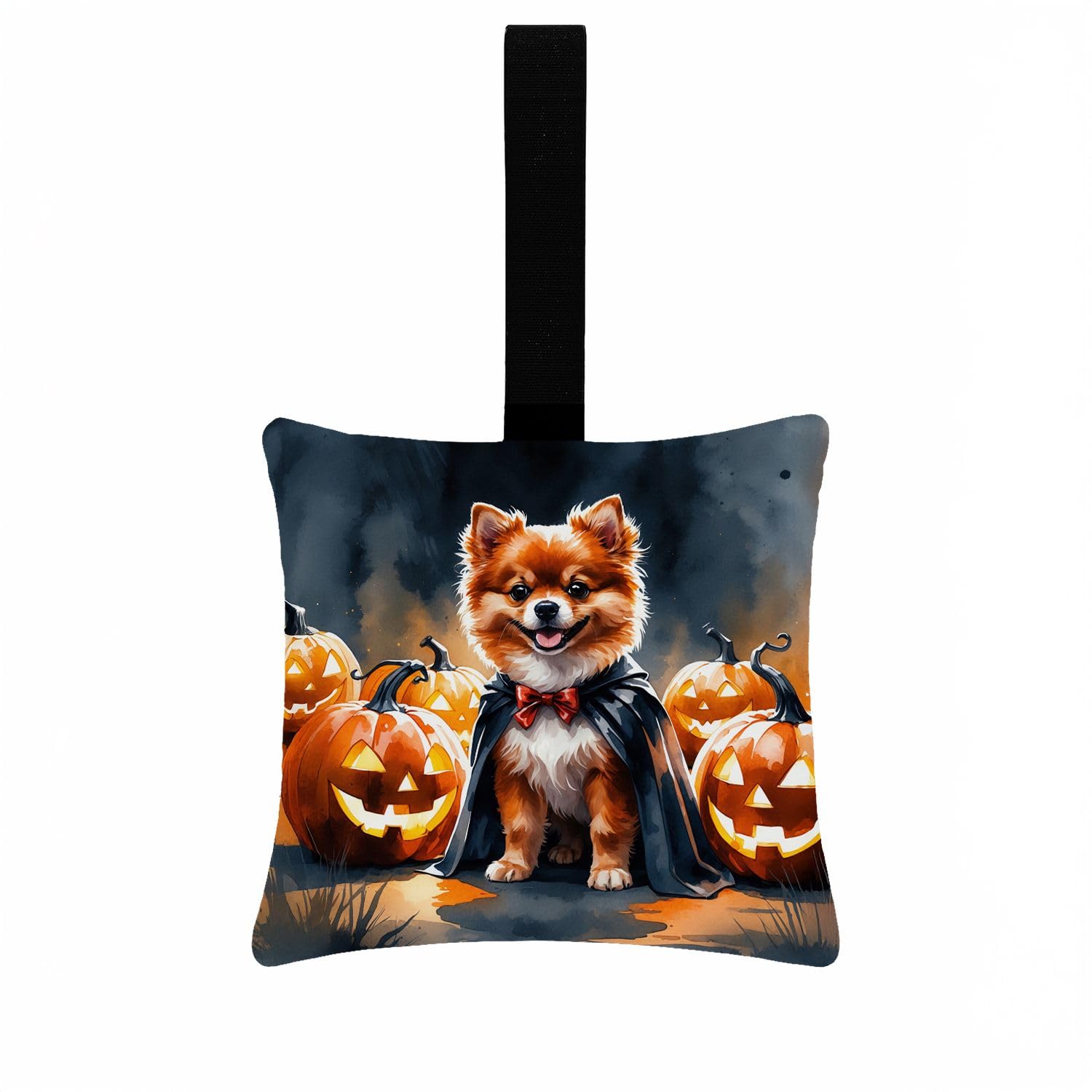 Carolines Treasures Pomeranian Puppy Halloween Mini Hanging Pillow Ornament 3.5  3.5 Decorative Door-Knob & Tree Hanger, Soft Fabric Cushion