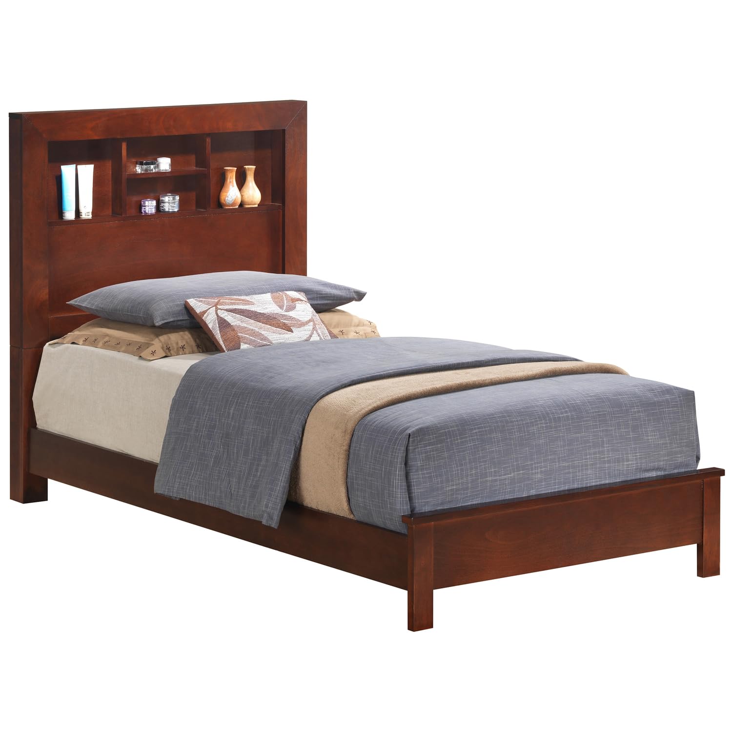 Burlington Cherry Twin Platform Bed with Storage Shelf