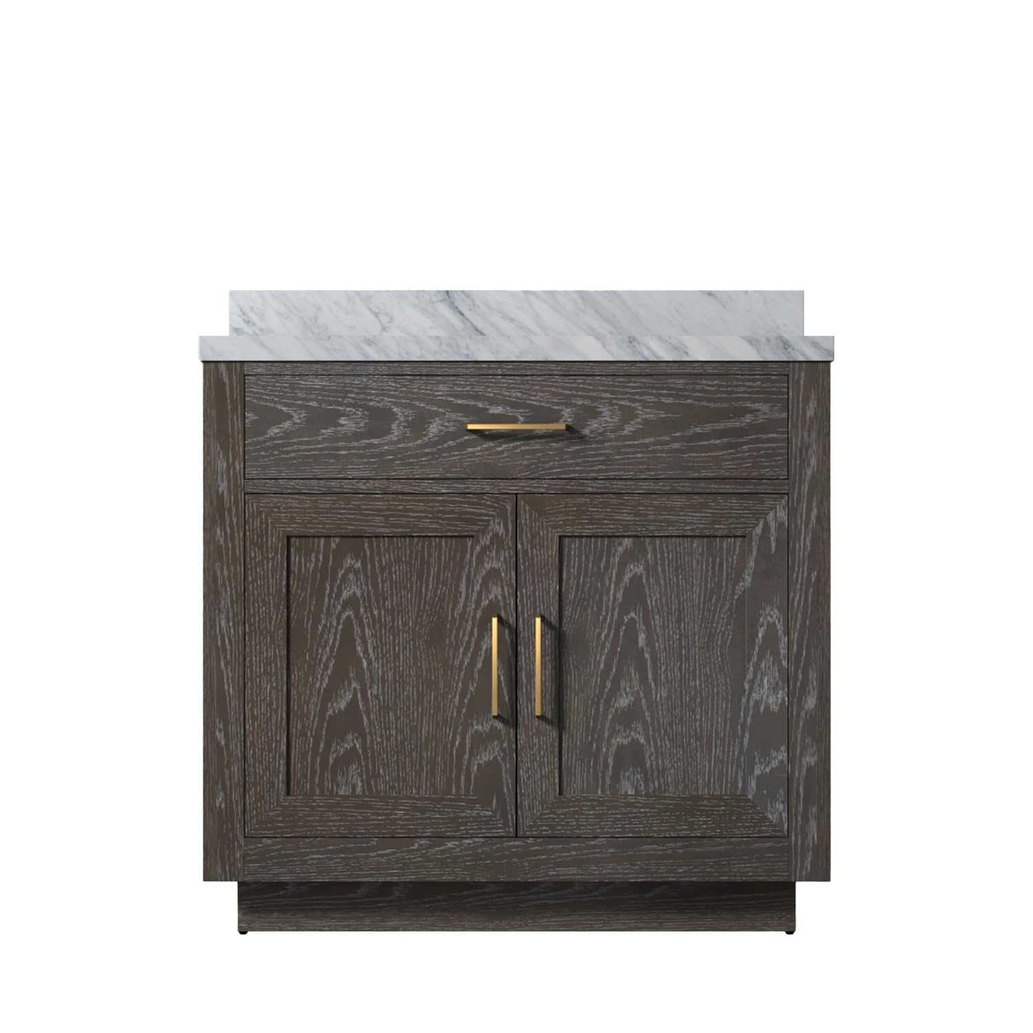 Abbey 36 in W x 22 in D Brown Oak Single Bath Vanity and Carrara Marble Top