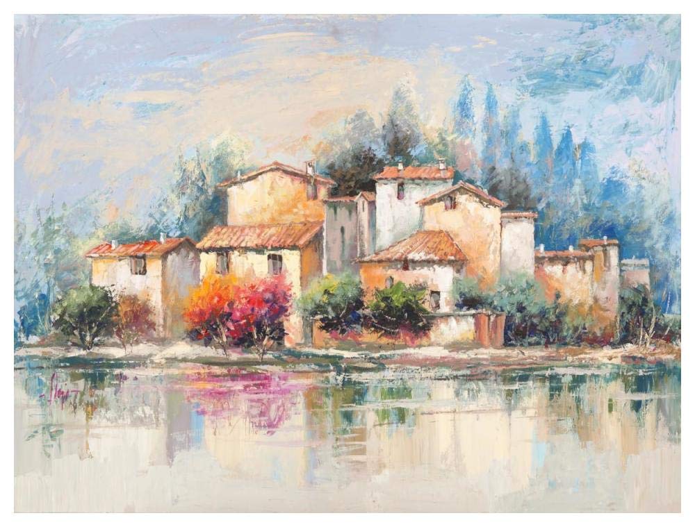 Borgo sul lago-Paper Art-50x38”