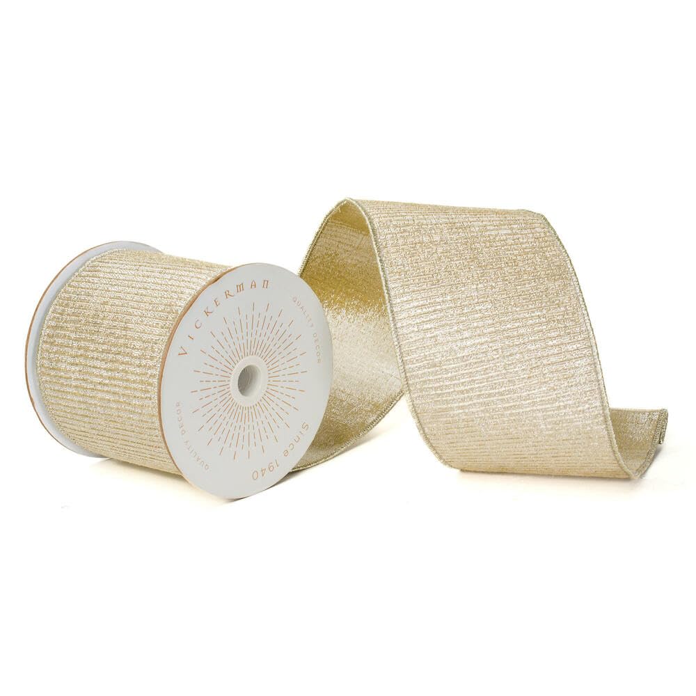 Casafoyer 4”x10yd Champagne Metallic Pleated Strip - (Pack Of 2)
