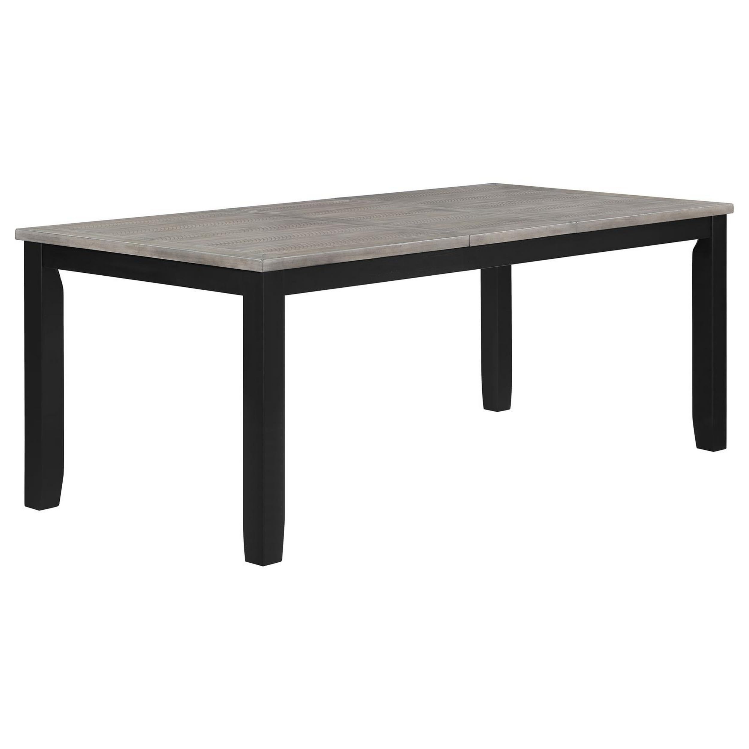 Elina 60-78 Inch Dining Table, Extension Leaf, Gray Asian Hardwood, MDF