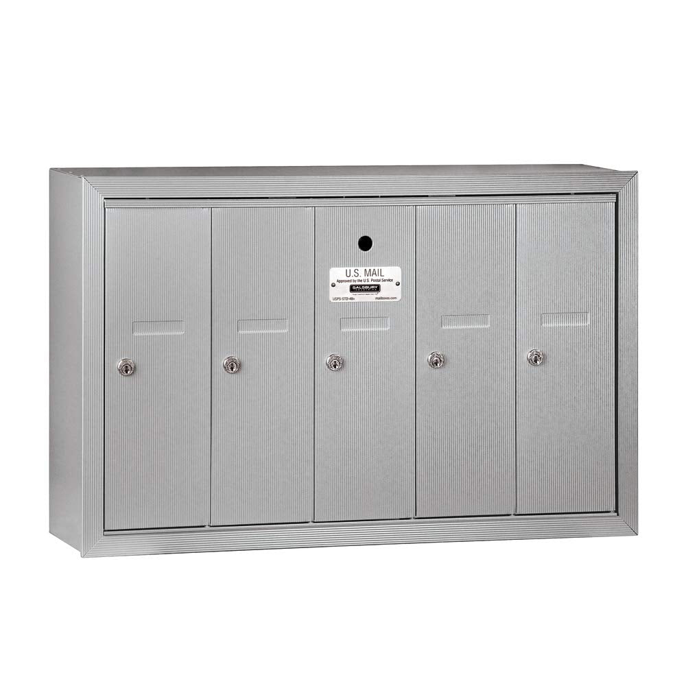 Vertical Mailbox - 5 Doors - Aluminum - Surface Mounted - USPS Access