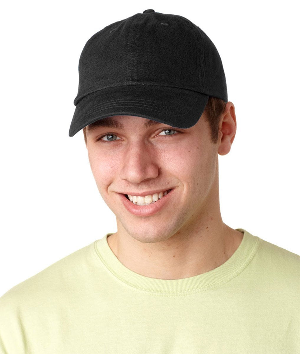 EB101 | ESSENTIALS BRUSHED TWILL- Brushed Cotton Twill, Six Panel, Low Profile, Unstructured Cap, Self-Fabric Closure with Antique Brass Slider- BLACK