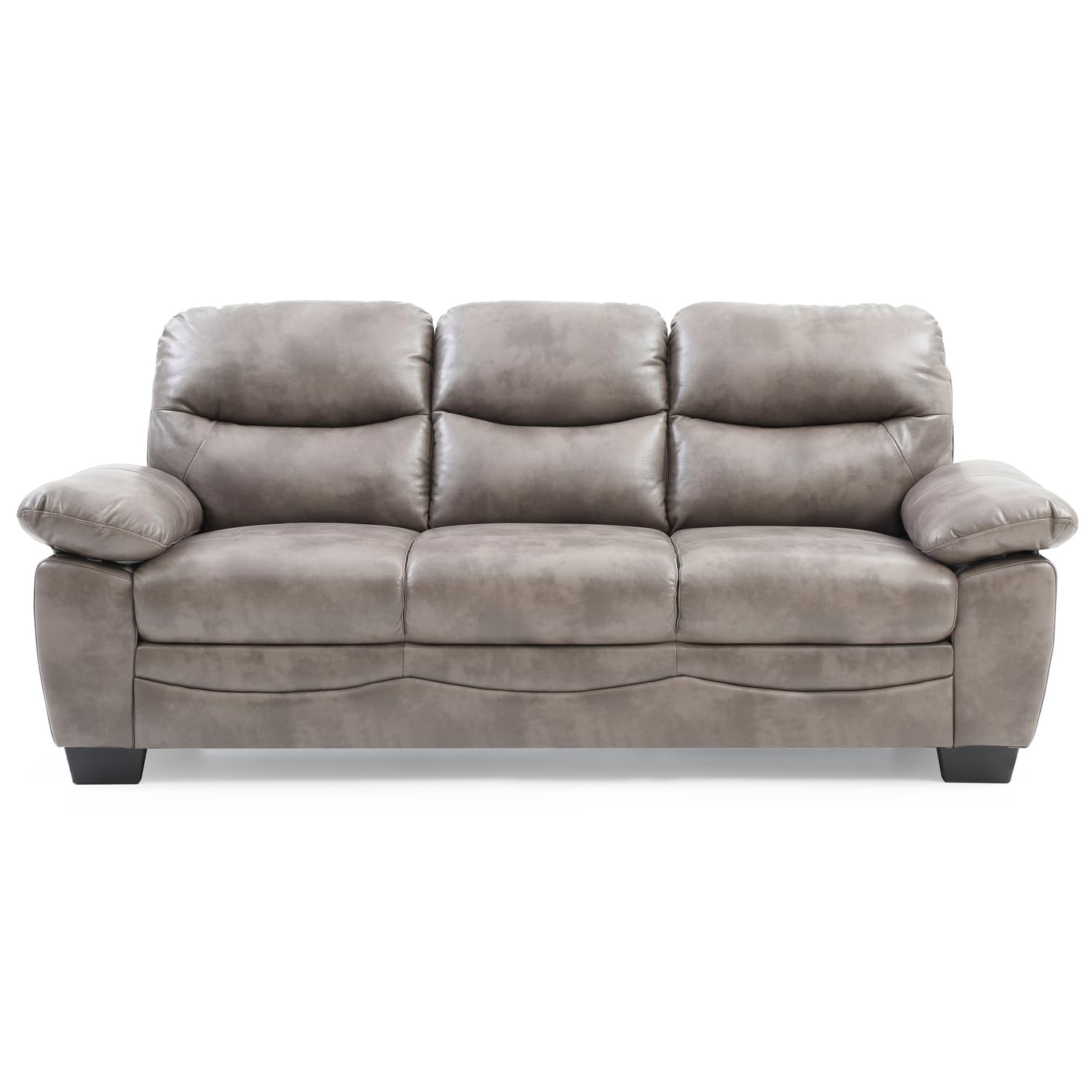 Marta 78 in. W Flared Arm Faux Leather Straight Sofa in Gray