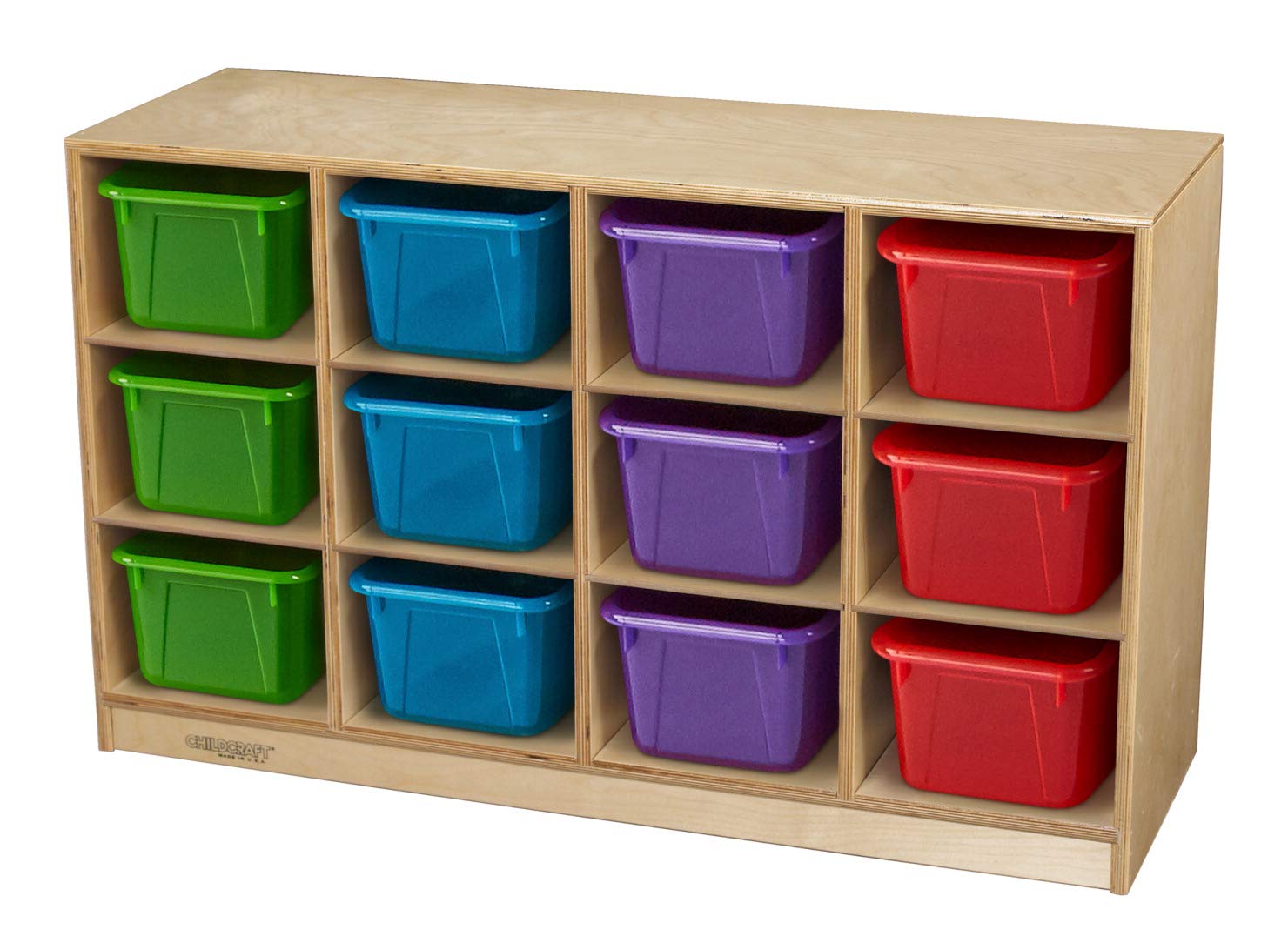 Childcraft Toddler Mobile Cubby Unit, 12 Translucent Color Trays, 38-3/8 X 13 X 24 Inches