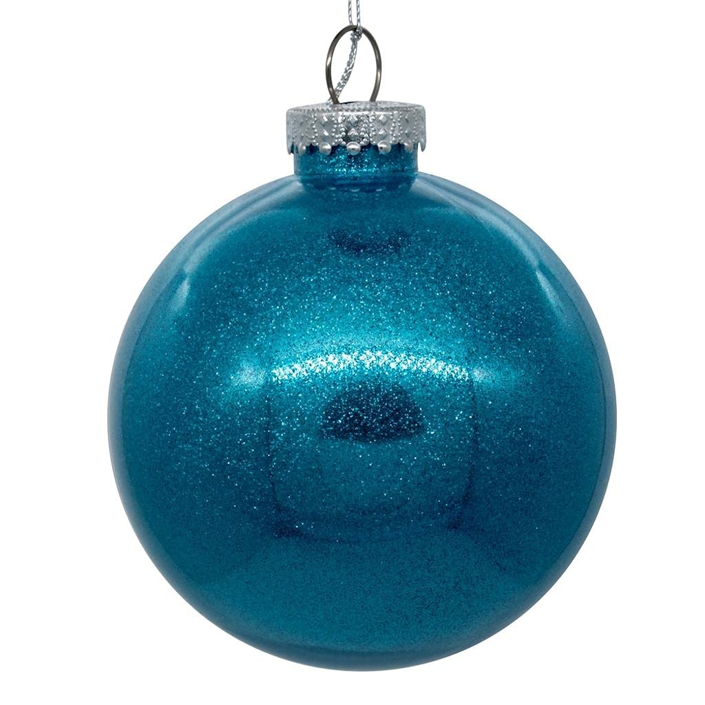 Casafoyer 6” Turquoise Glitter Clear Ball 4/bag - (Pack Of 2)