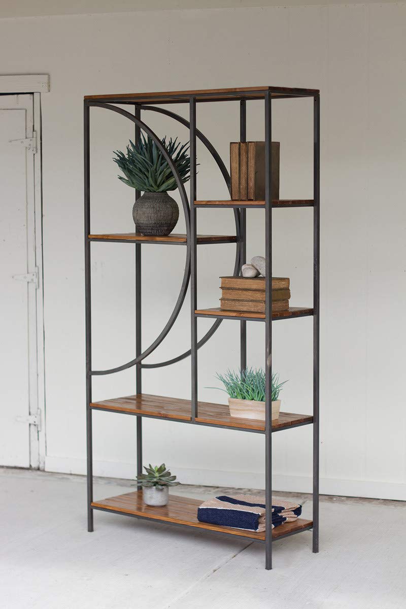 Kalalou Cq7254 Wood And Shelving Unit With Demilune Detail, See Image