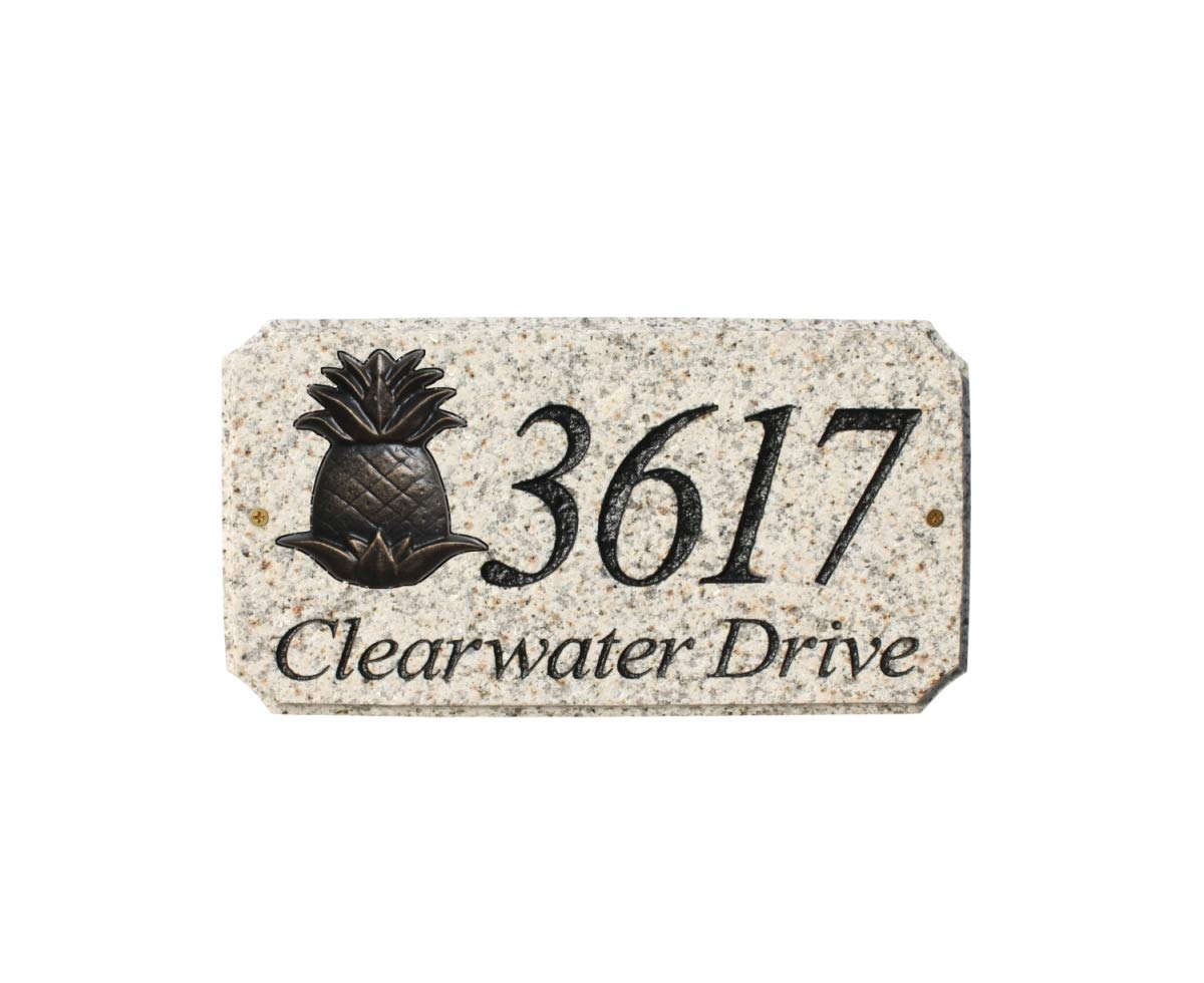 Executive cut corner Rectangle ??merald Green Polished Stone Color??Solid Granite Address Plaque