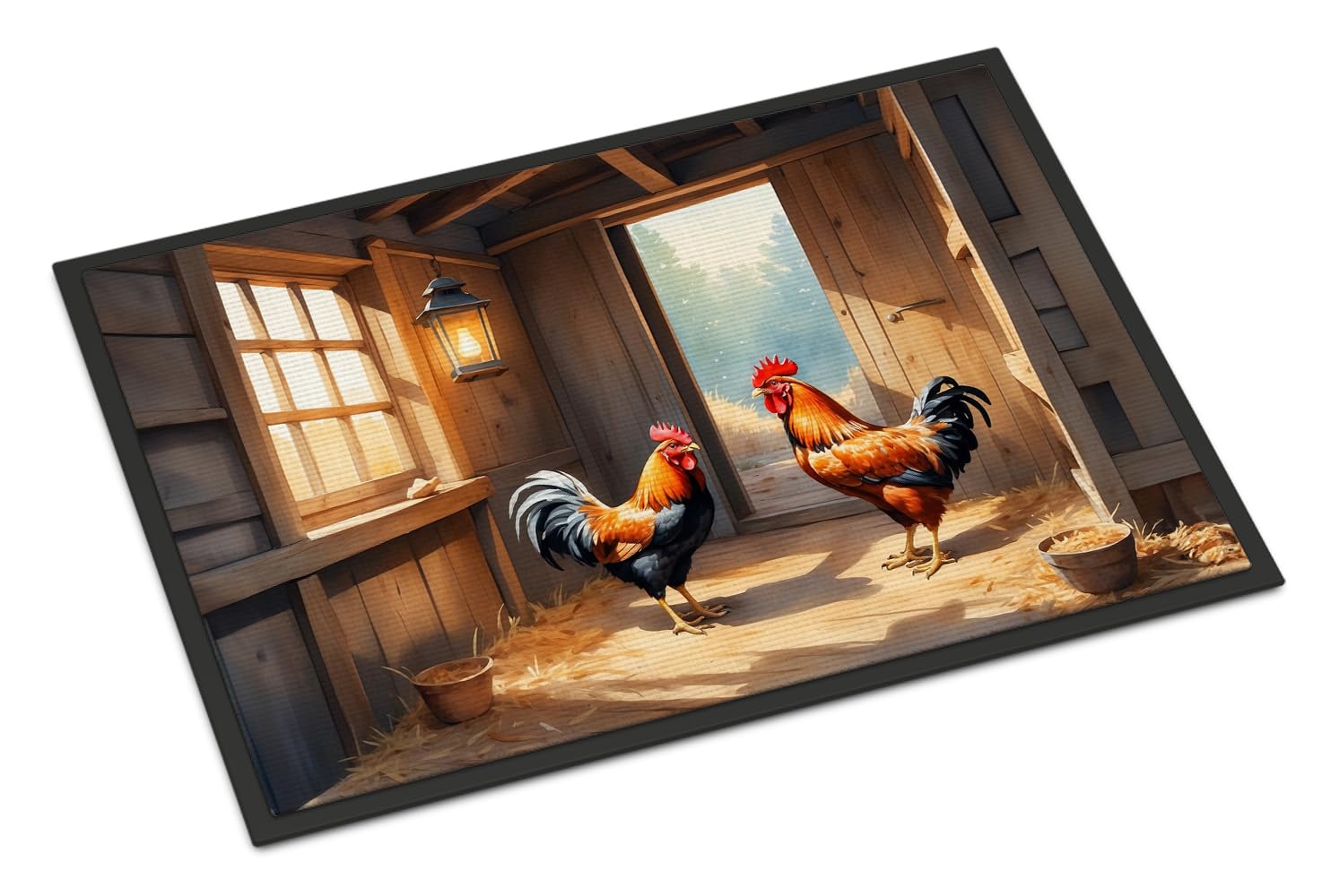Carolines Treasures Chickens in The Coop Doormat Front Door Mat Indoor Outdoor Rugs for Entryway, Non Slip Washable Low Pile, 18H X 27W