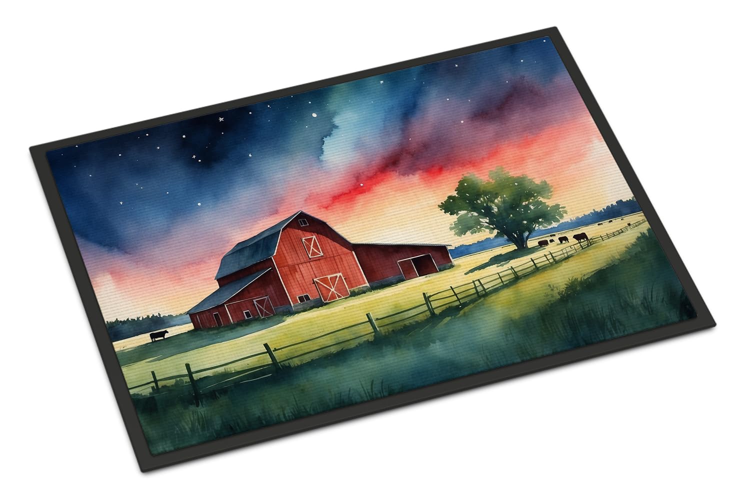Carolines Treasures Barn at Twilight Doormat Front Door Mat Indoor Outdoor Rugs for Entryway, Non Slip Washable Low Pile, 24H X 36W