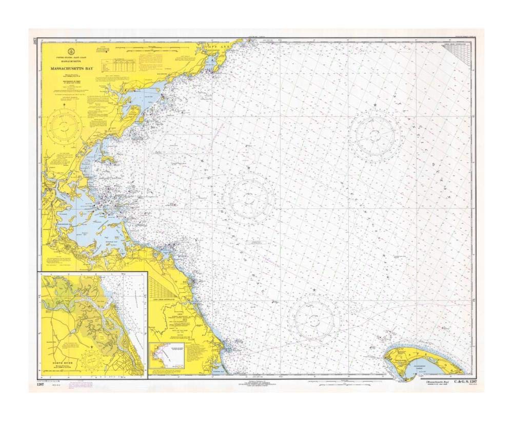 Nautical Chart - Massachusetts Bay ca. 1970-Paper Art-18x15”