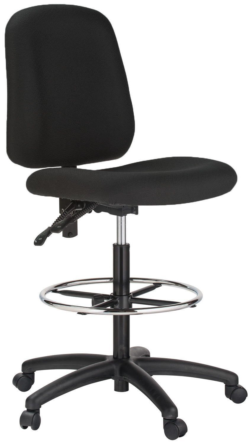 Contoured Dual Function Drafting Stool - Black Fabric