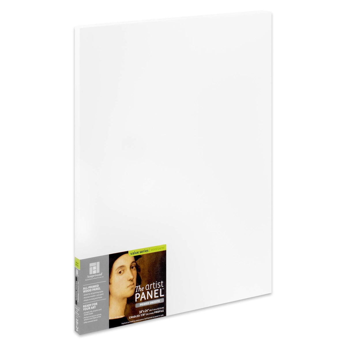 Ampersand Art Supply Wood Gesso Artist Painting Panel: Primed Smooth, 8 X 8, 7/8 Cradled Profile